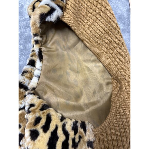 Mercer Street Studio Womens 3X Faux Fur Ribbed Knit Vest Leopard Print Classy - Picture 5 of 8